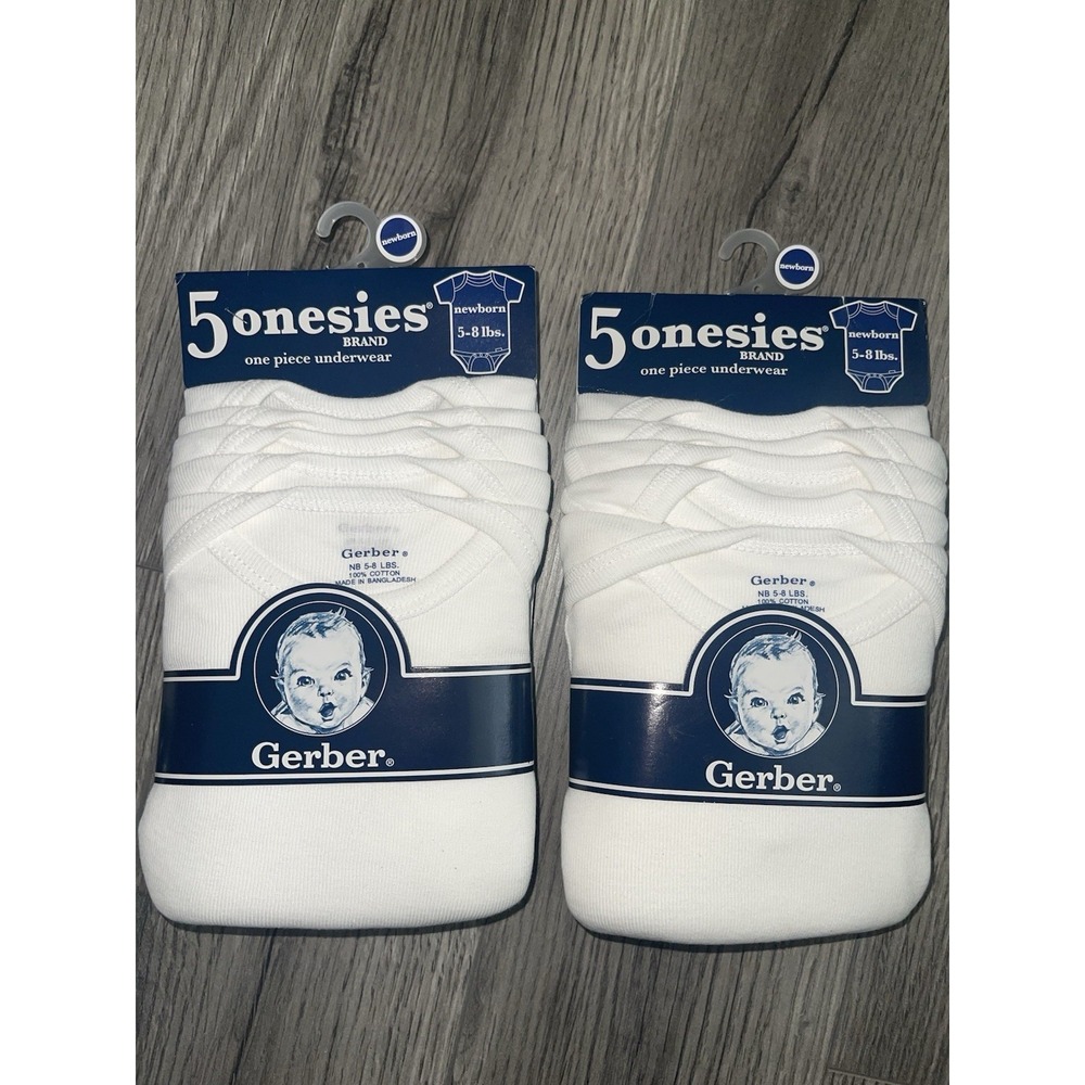 Gerber Baby's Onesie Short-Sleeve Bodysuit/Underwear-White 2- 5‎ Packs Newborn